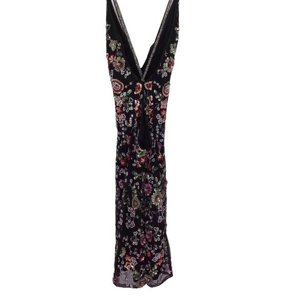 Primavera Beaded Couture Short Black Floral Dress Homecoming Mini Fits Like XS - Picture 5 of 10